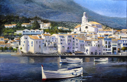 Pintura al oli del port de Cadaqués